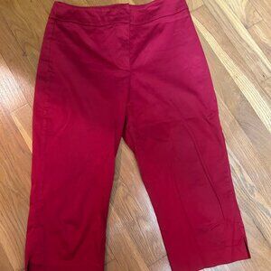 Ann Taylor STRETCH Fit Cropped Capris RED Pants Women Size 8